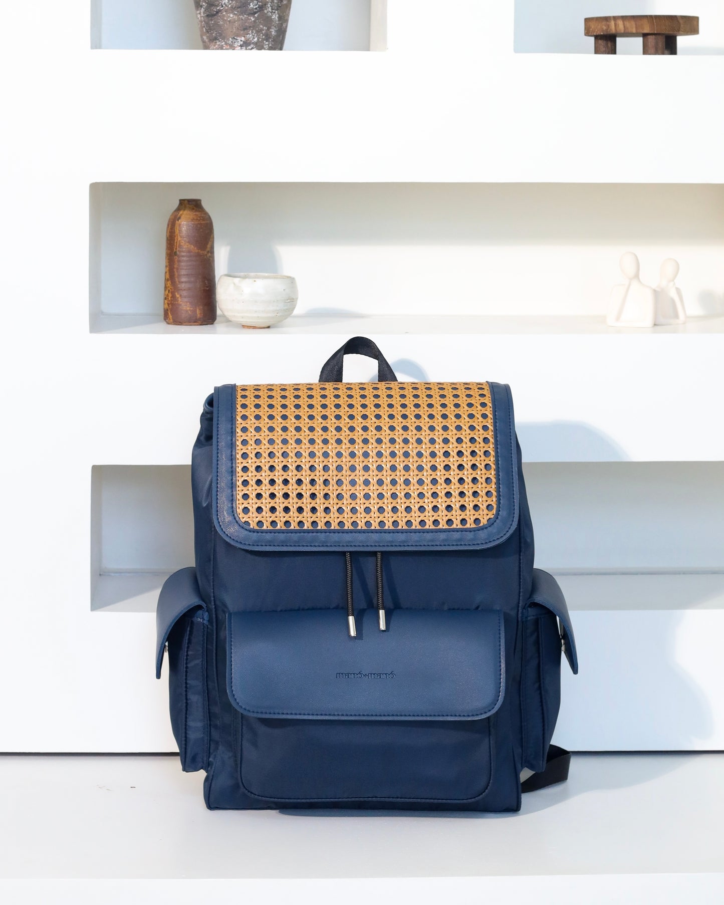 The Manó-Manó® "Solvan" Backpack in Navy Blue/Natural (PRE-ORDER)